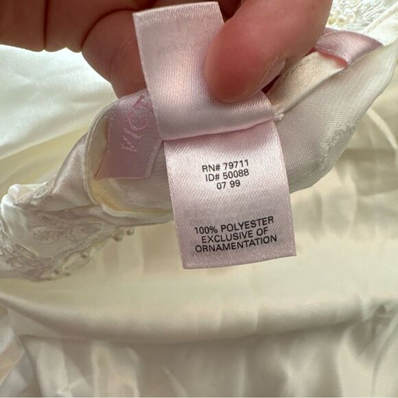 Y2K Victoria’s Secret white slip dress maxi mesh bust detail floral lace size L - Picture 8 of 11